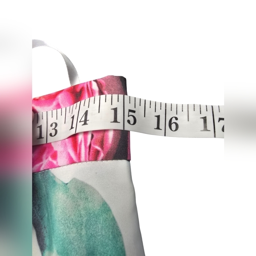 ELIZA J Cream Pink Floral Print Ruffle High Low Taffeta Skirt Sz. 8 NWT - Picture 9 of 11